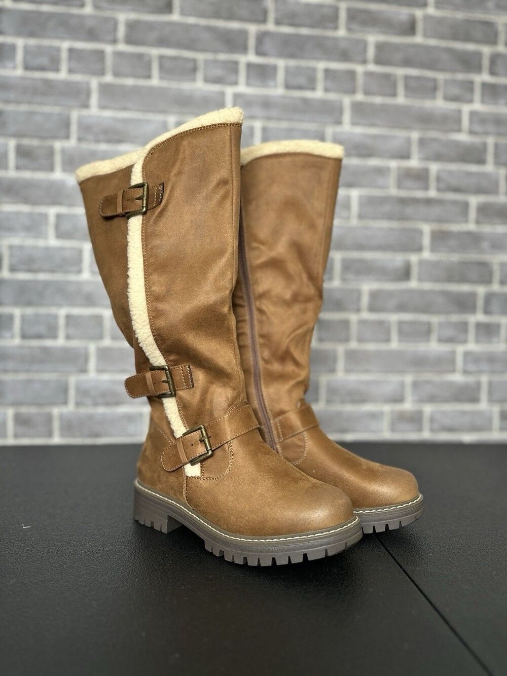 Cliffs by White Mountain Women's Merritt Tall Boots Brown Size 6.5 W/Wide Calf